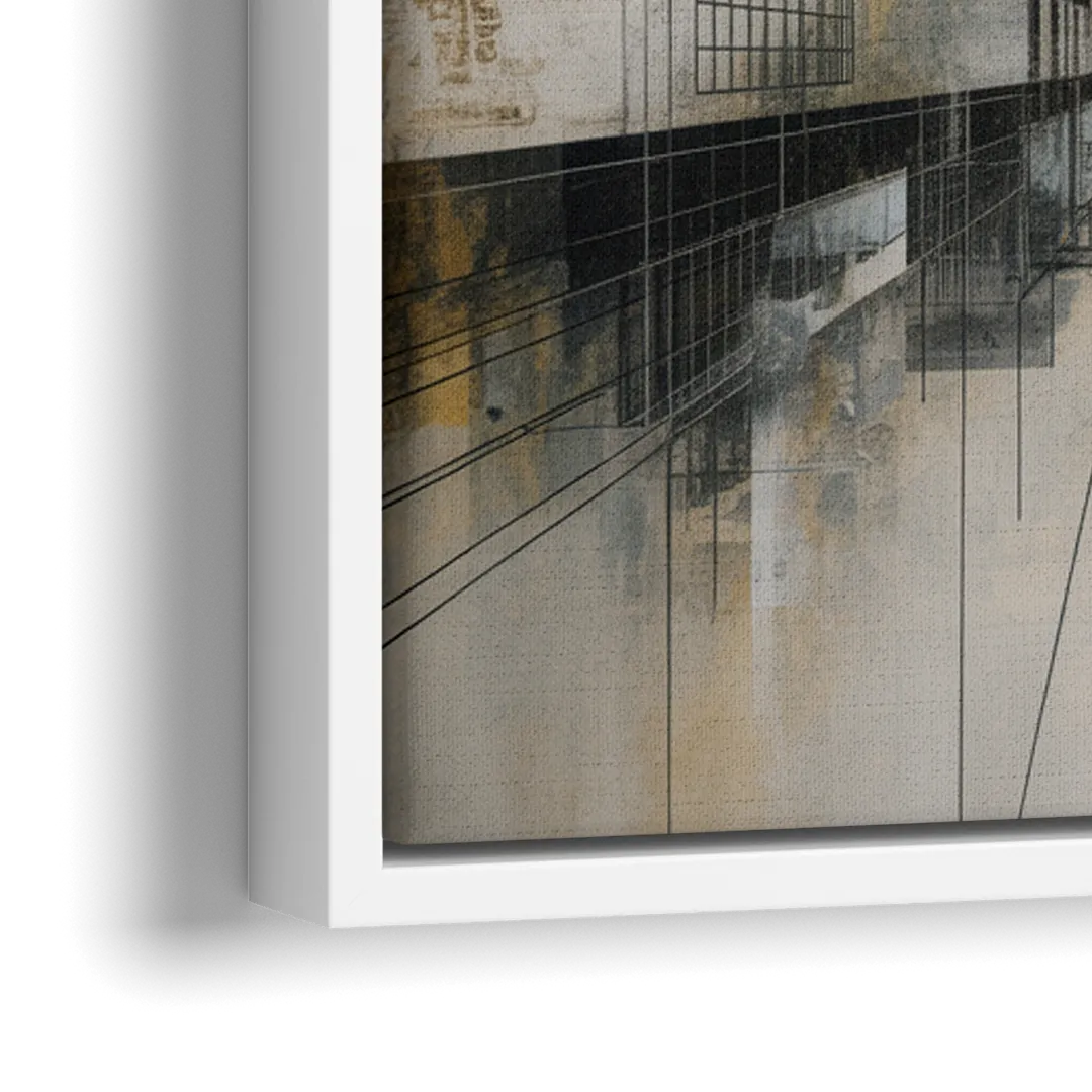 Urban Sophistication Grey and White Abstract - Close-Up White Frame Canvas