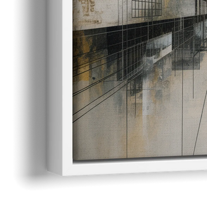 Urban Sophistication Grey and White Abstract - Close-Up White Frame Canvas