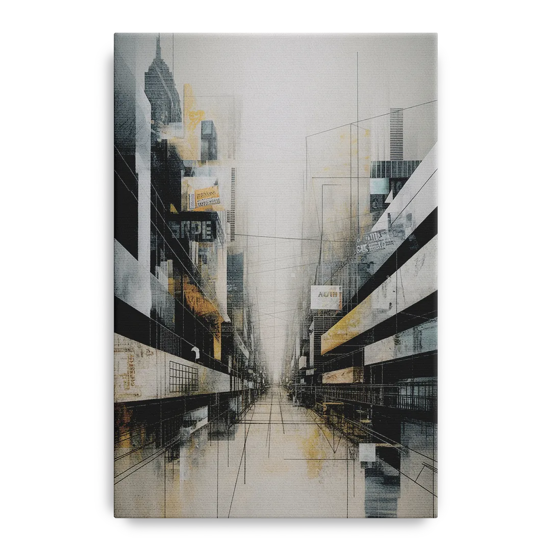 Urban Sophistication Grey and White Abstract Front - Canvas Wall Art