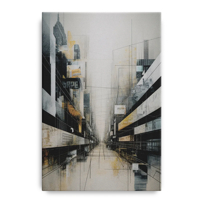 Urban Sophistication Grey and White Abstract Front - Canvas Wall Art