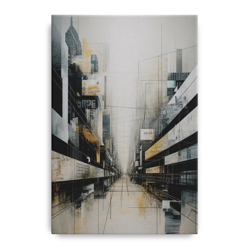 Urban Sophistication Grey and White Abstract Front - Canvas Wall Art