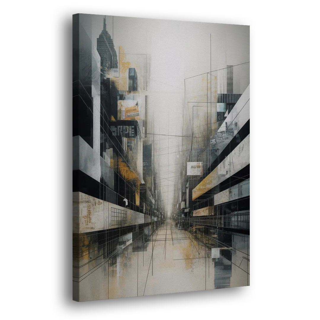 Urban Sophistication Grey and White Abstract Side - Canvas Wall Art