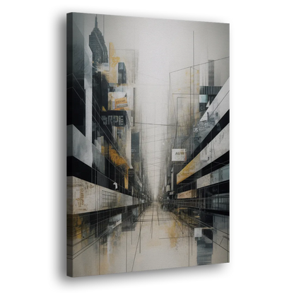Urban Sophistication Grey and White Abstract Side - Canvas Wall Art