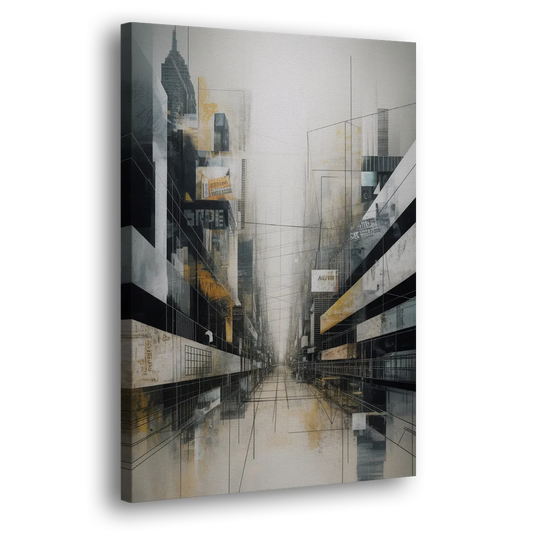 Urban Sophistication Grey and White Abstract Side - Canvas Wall Art