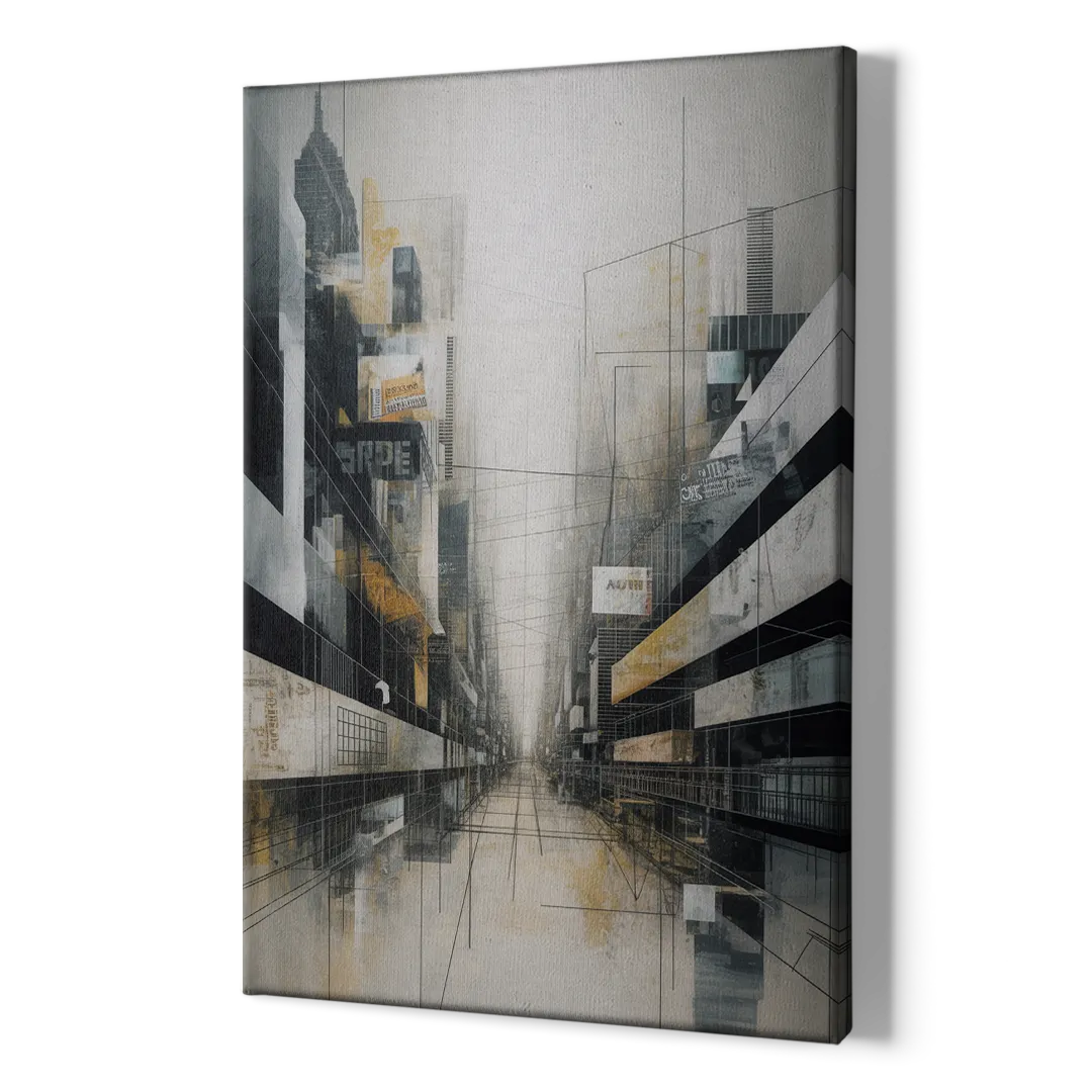 Urban Sophistication Grey and White Abstract - Canvas Print Art Sides