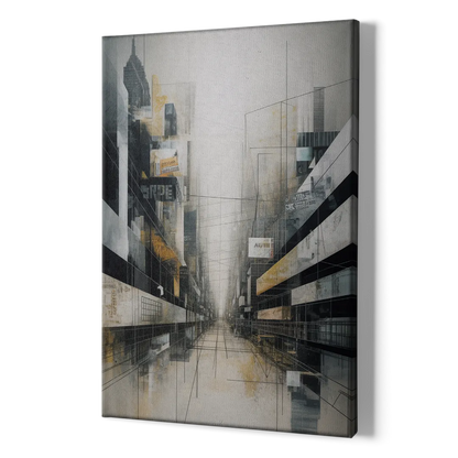 Urban Sophistication Grey and White Abstract - Canvas Print Art Sides