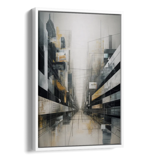 Urban Sophistication Grey and White Abstract Side - White Canvas Wall Art