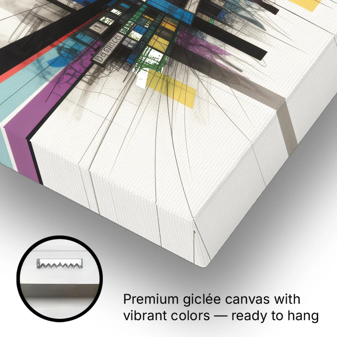 Urban Symphony Colorful Abstract - Canvas Wall Art - Gallery Wrap Corner