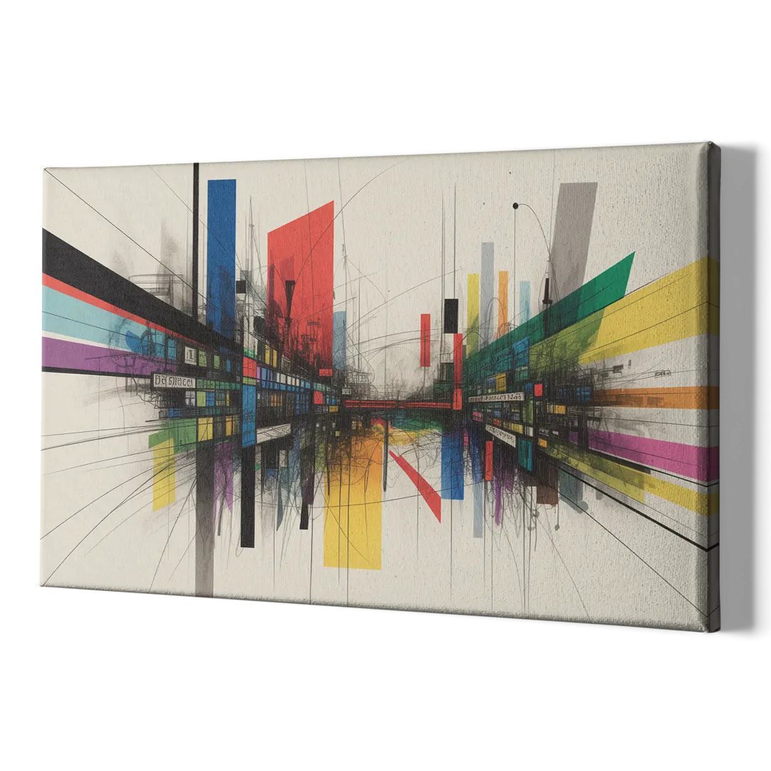 Urban Symphony Colorful Abstract - Canvas Print Art Sides