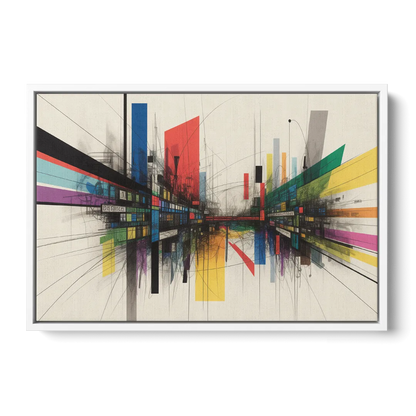 Urban Symphony Colorful Abstract - White Frame Canvas