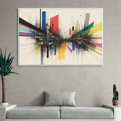 Urban Symphony Colorful Abstract Sitting Room - White Canvas Wall Art