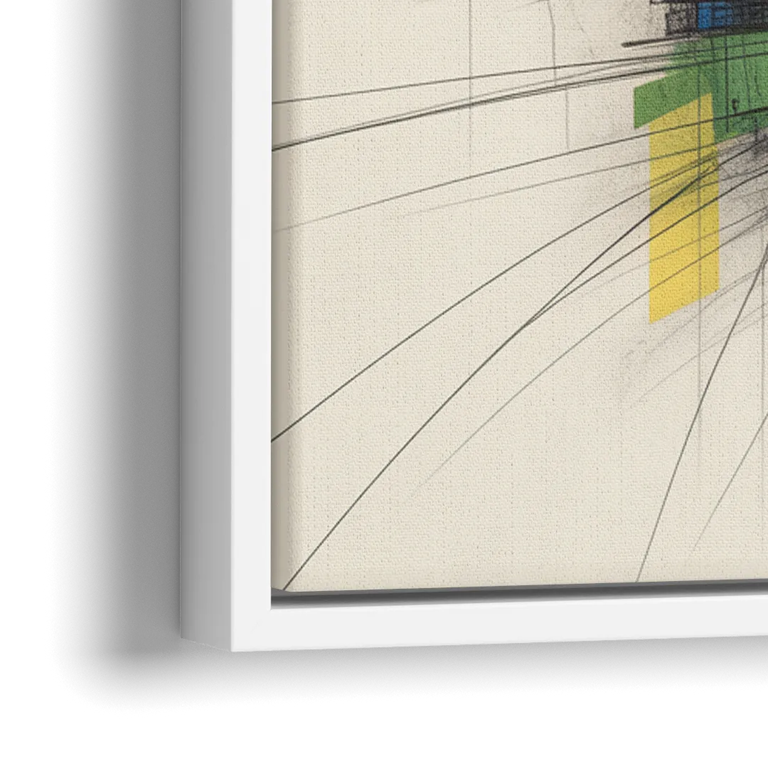Urban Symphony Colorful Abstract - Close-Up White Frame Canvas
