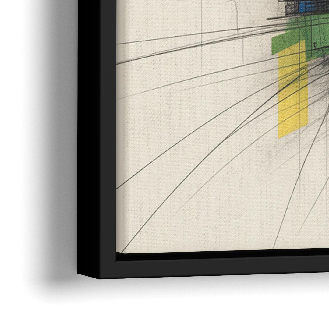 Urban Symphony Colorful Abstract - Close-Up Black Frame Canvas