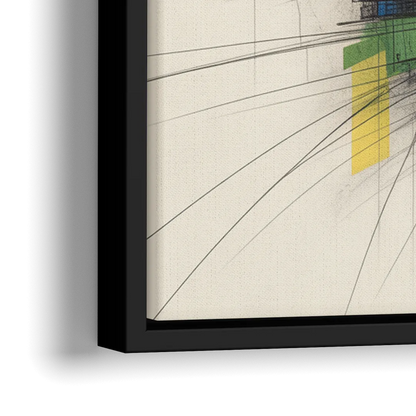 Urban Symphony Colorful Abstract - Close-Up Black Frame Canvas