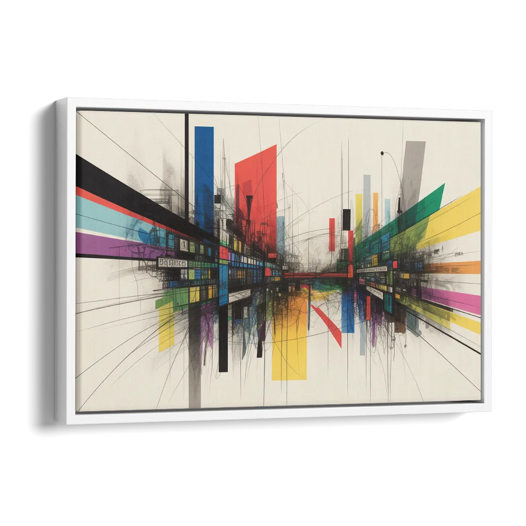 Urban Symphony Colorful Abstract Side - White Canvas Wall Art