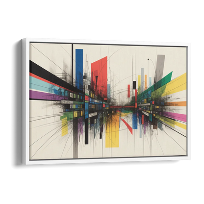 Urban Symphony Colorful Abstract Side - White Canvas Wall Art