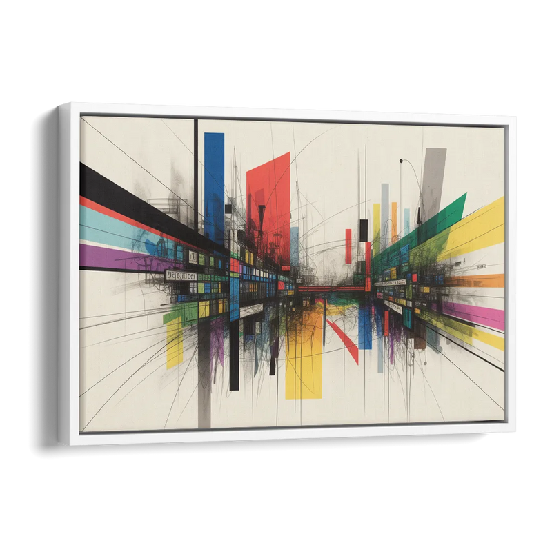 Urban Symphony Colorful Abstract Side - White Canvas Wall Art