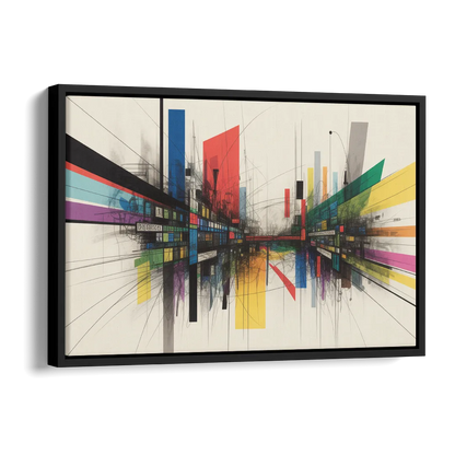 Urban Symphony Colorful Abstract Side - Black Canvas Wall Art