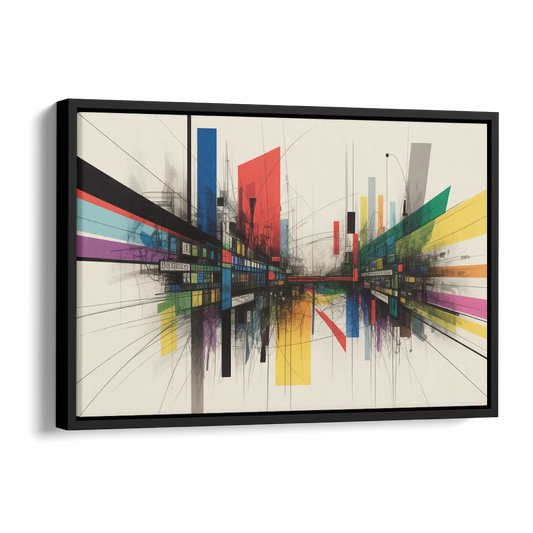 Urban Symphony Colorful Abstract Side - Black Canvas Wall Art