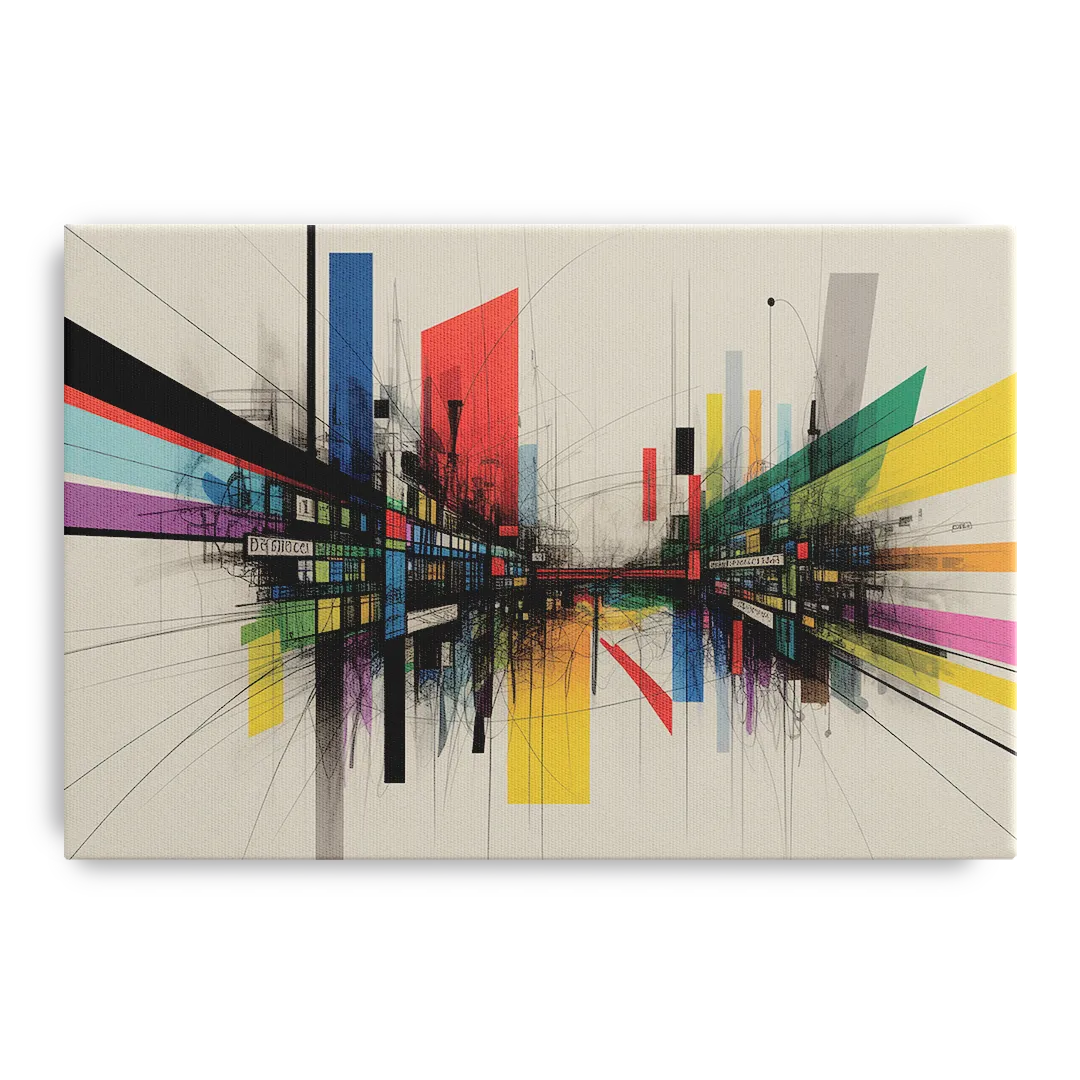 Urban Symphony Colorful Abstract Front - Canvas Wall Art