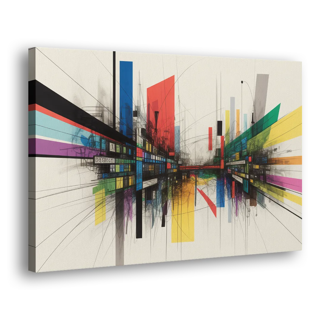 Urban Symphony Colorful Abstract Side - Canvas Wall Art
