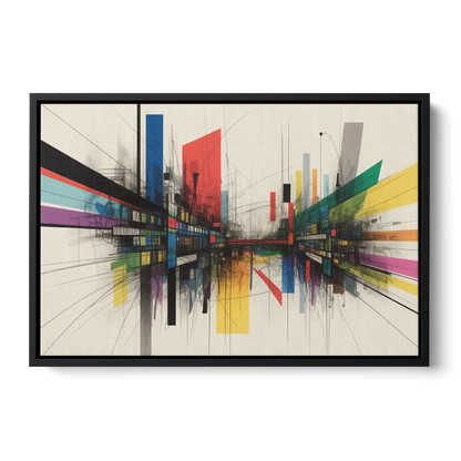 Urban Symphony Colorful Abstract Front - Black Canvas Wall Art