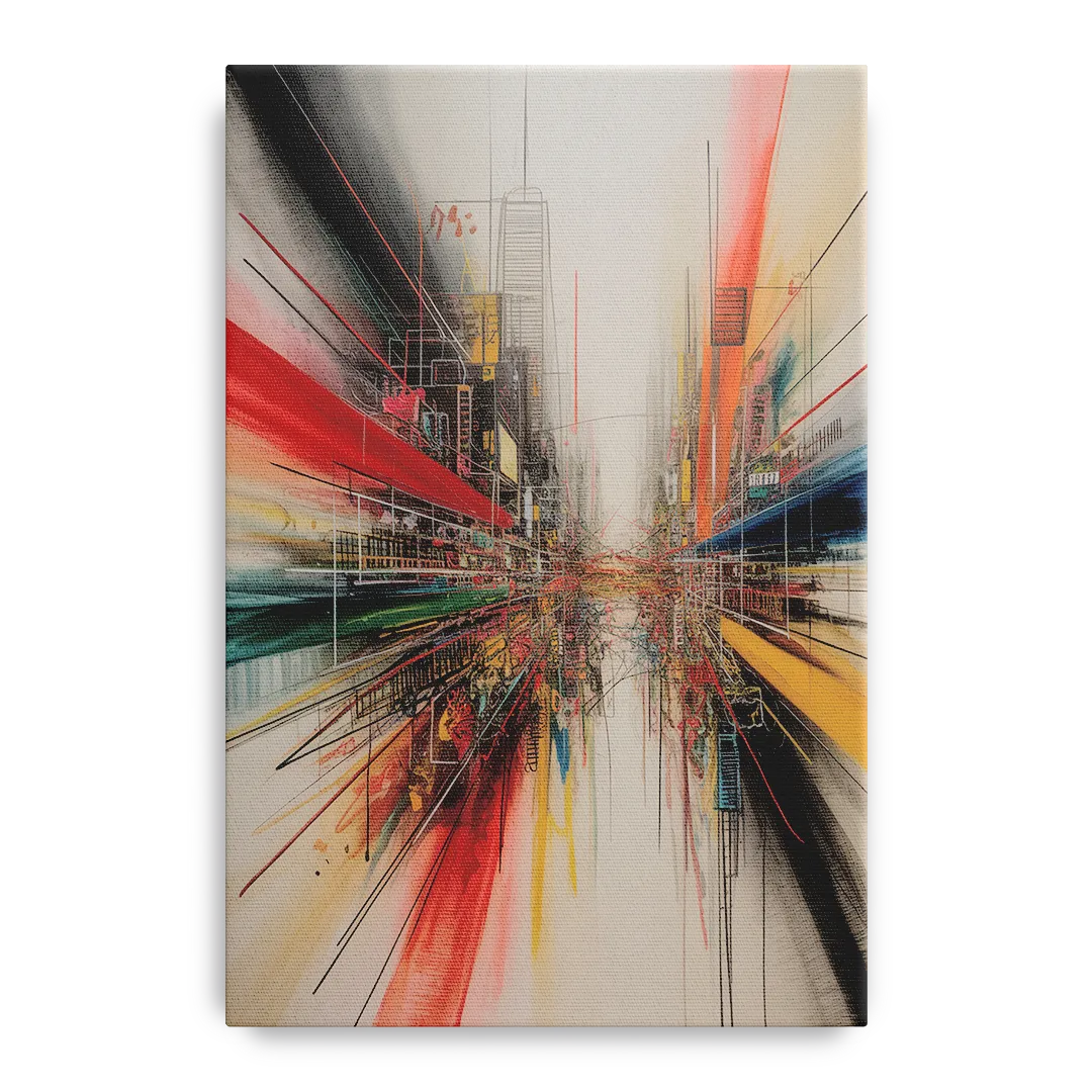 Urban Symphony Red Abstract - Canvas Wall Art