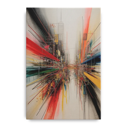 Urban Symphony Red Abstract - Canvas Wall Art