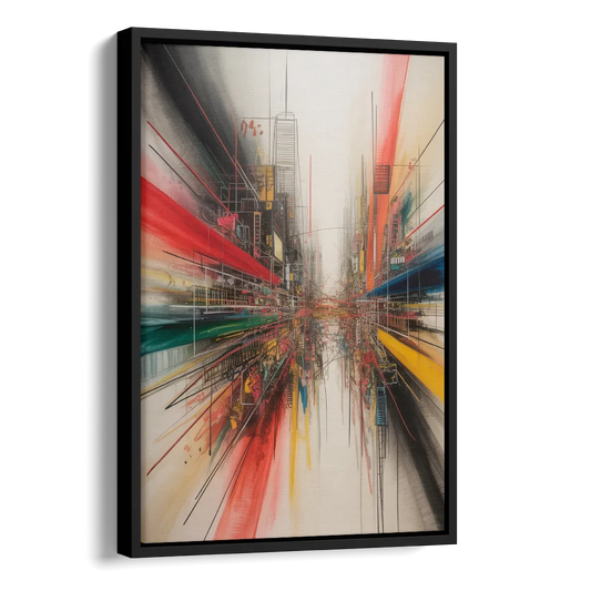 Urban Symphony Red Abstract Side - Black Canvas Wall Art