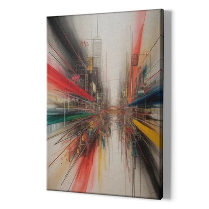 Urban Symphony Red Abstract - Canvas Print Art Sides