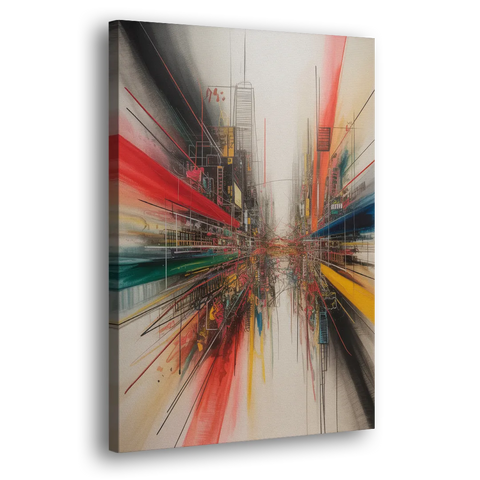 Urban Symphony Red Abstract - Canvas Wall Art