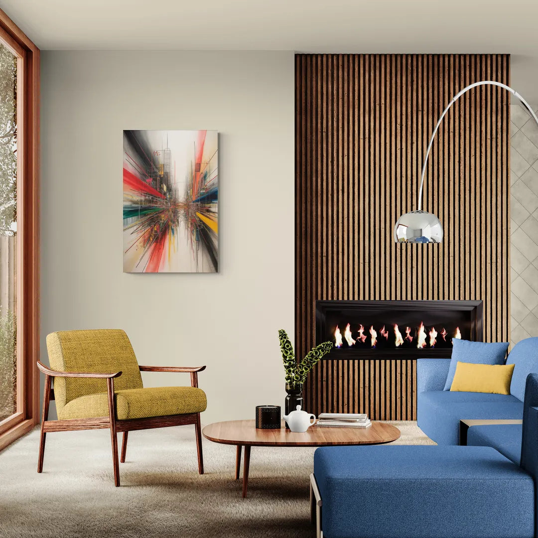 Urban Symphony Red Abstract - Canvas Wall Art Living Room