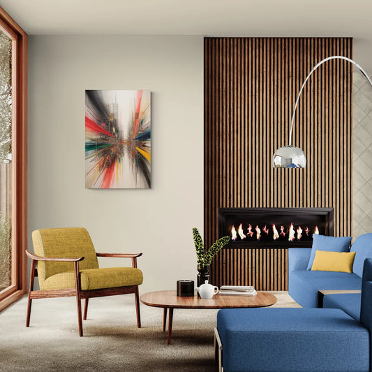 Urban Symphony Red Abstract - Canvas Wall Art Living Room