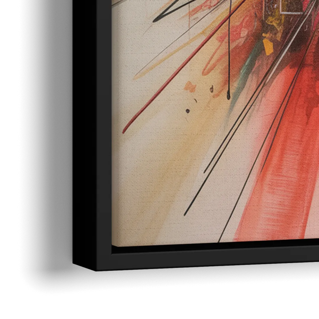 Urban Symphony Red Abstract - Close-Up Black Frame Canvas