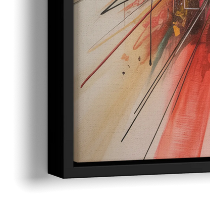 Urban Symphony Red Abstract - Close-Up Black Frame Canvas