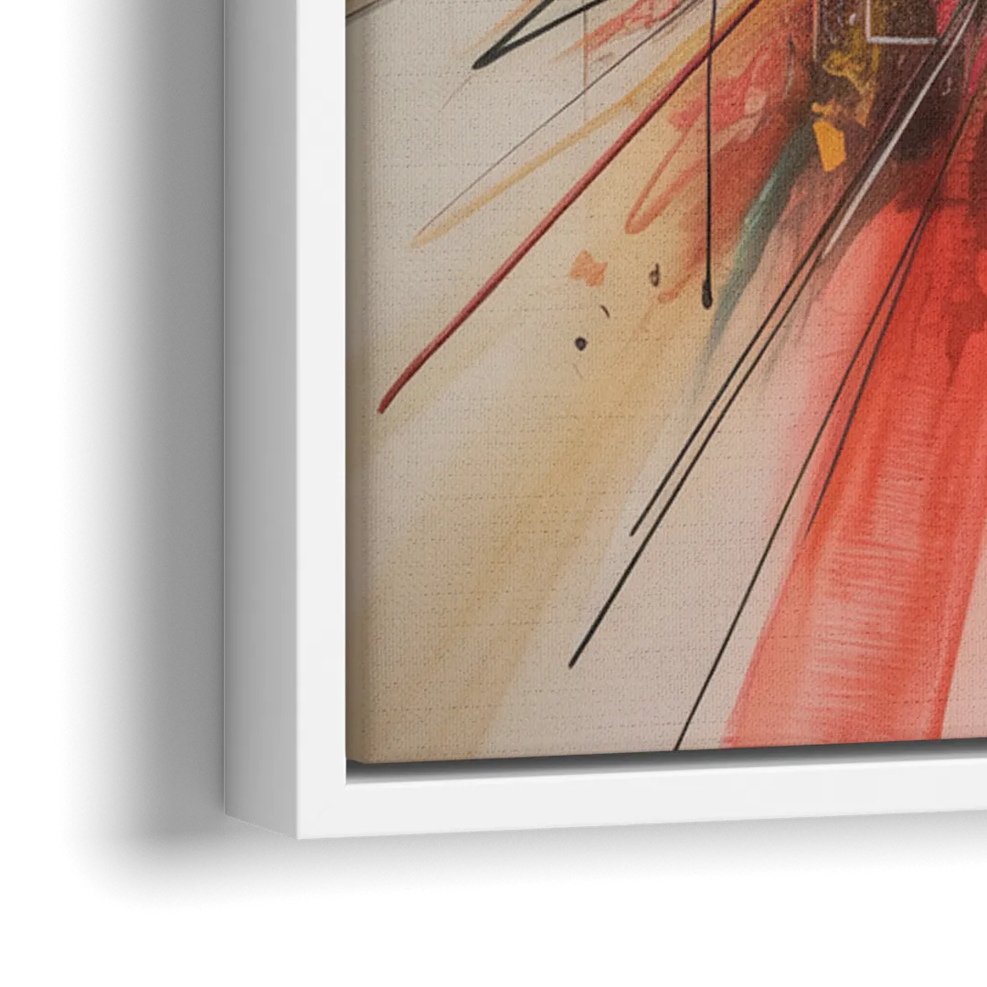 Urban Symphony Red Abstract - Close-Up White Frame Canvas