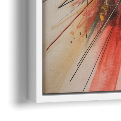 Urban Symphony Red Abstract - Close-Up White Frame Canvas