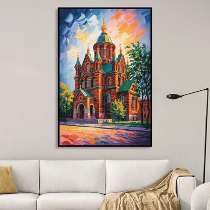 Uspenski Cathedral Charm Sitting Room - Black Canvas Wall Art