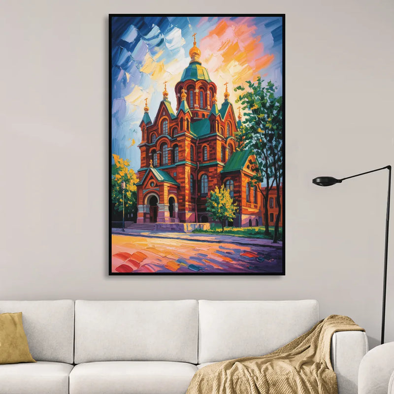 Uspenski Cathedral Charm Sitting Room - Black Canvas Wall Art