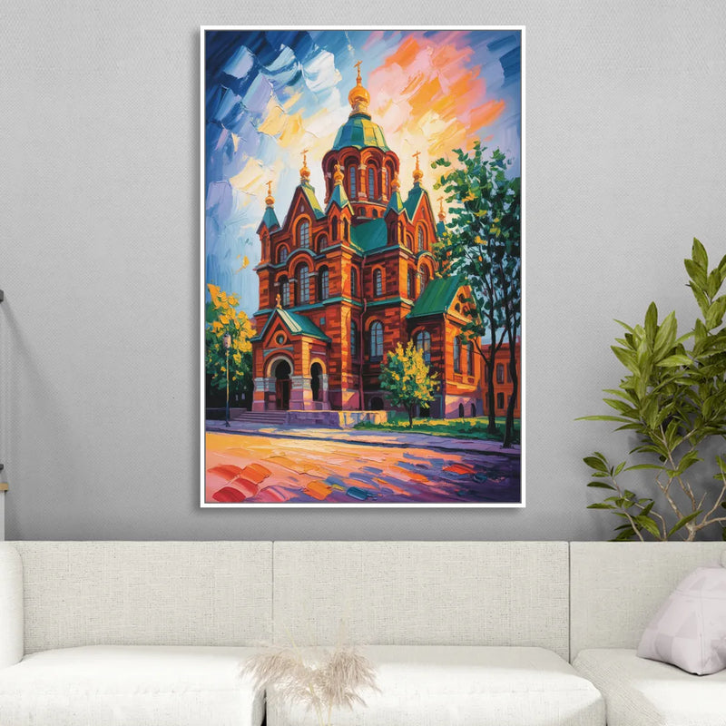 Uspenski Cathedral Charm Living Room - White Canvas Wall Art
