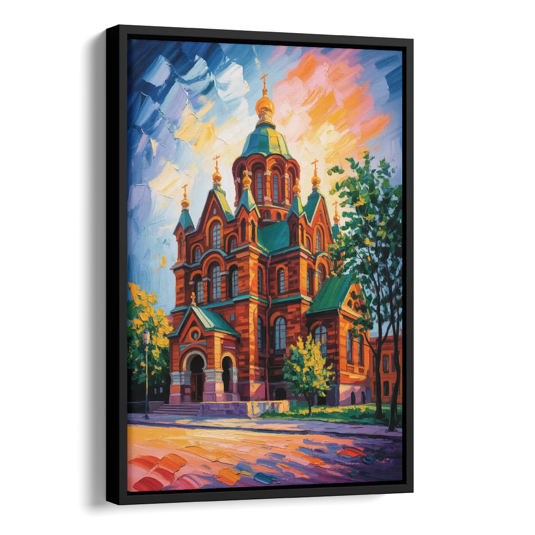 Uspenski Cathedral Charm Side - Black Canvas Wall Art