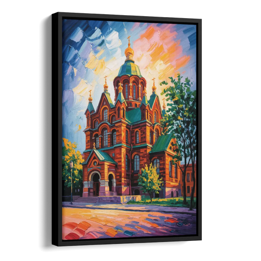 Uspenski Cathedral Charm Side - Black Canvas Wall Art