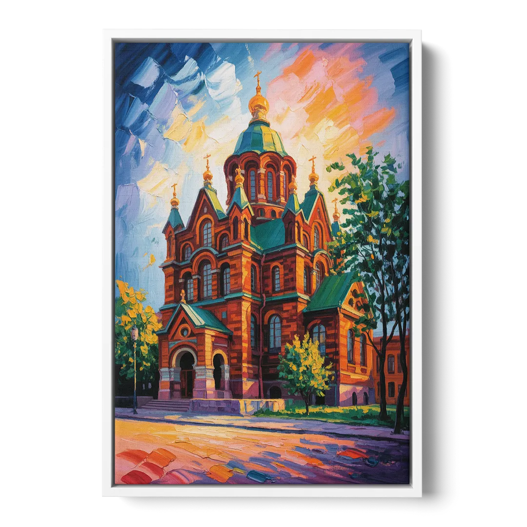 Uspenski Cathedral Charm Front - White Canvas Wall Art