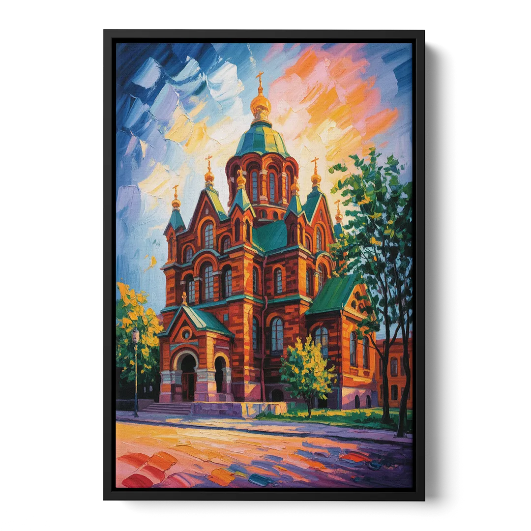 Uspenski Cathedral Charm Front - Black Canvas Wall Art
