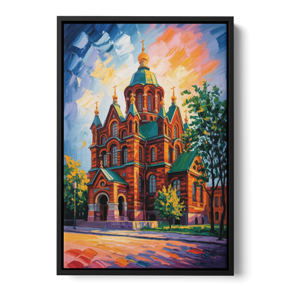 Uspenski Cathedral Charm Front - Black Canvas Wall Art