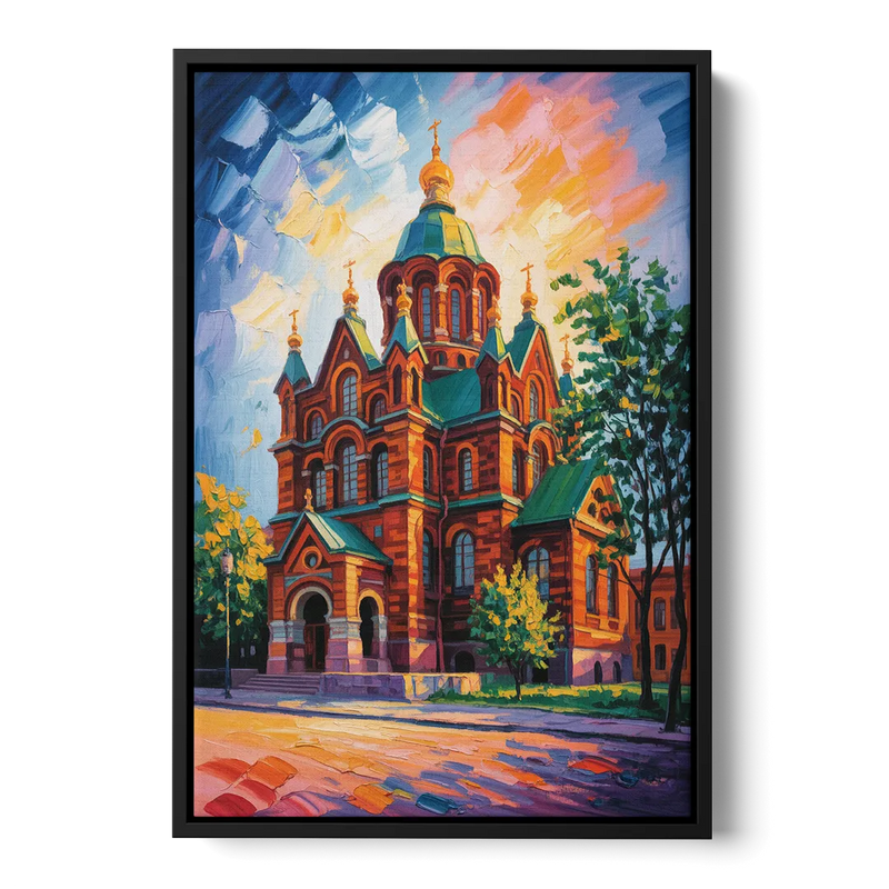 Uspenski Cathedral Charm Front - Black Canvas Wall Art