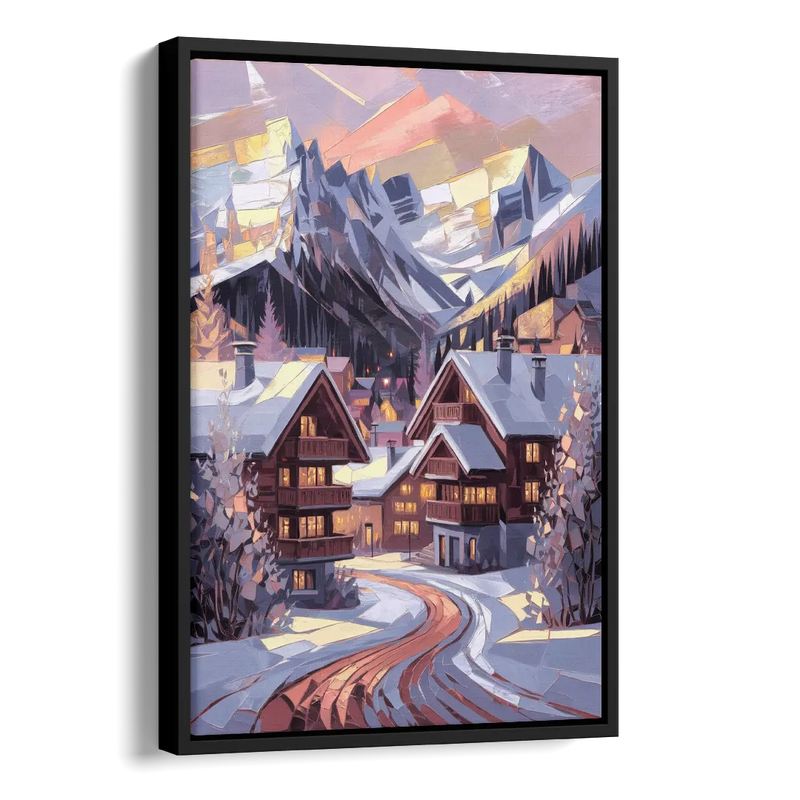 Vail Alpine Village Side - Black Canvas Wall Art