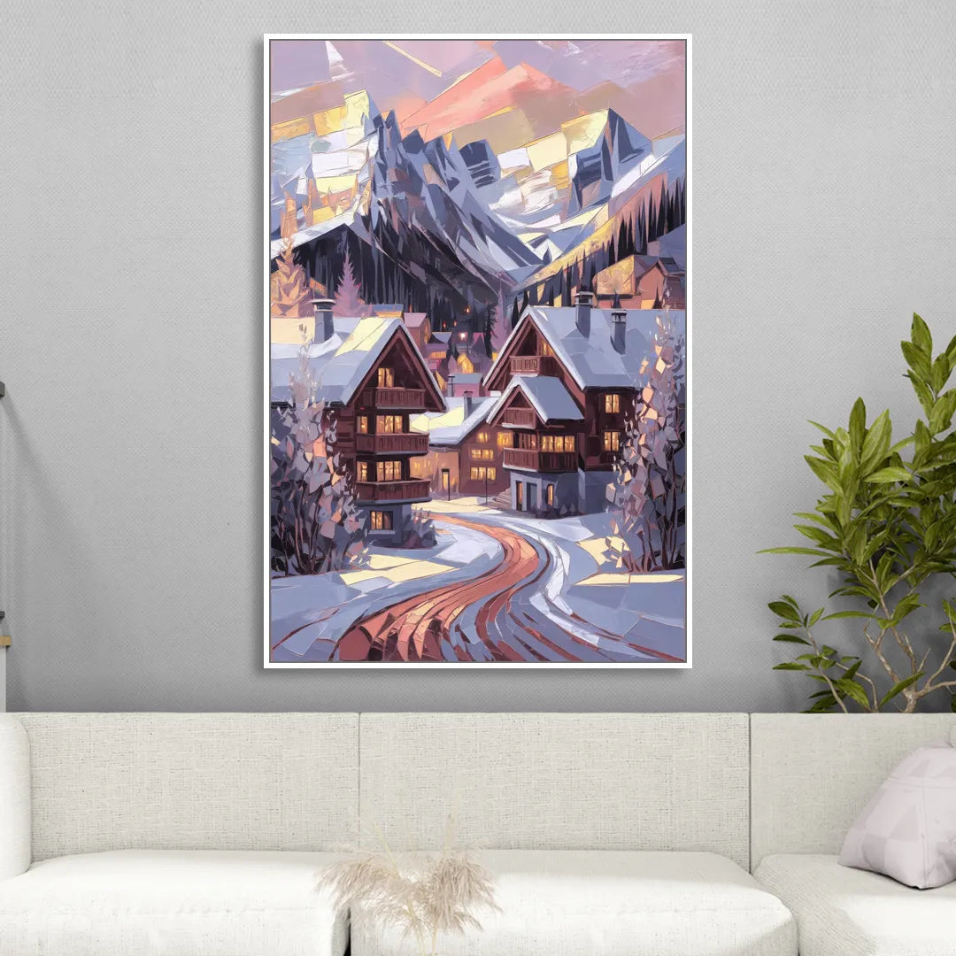 Vail Alpine Village Living Room - White Canvas Wall Art