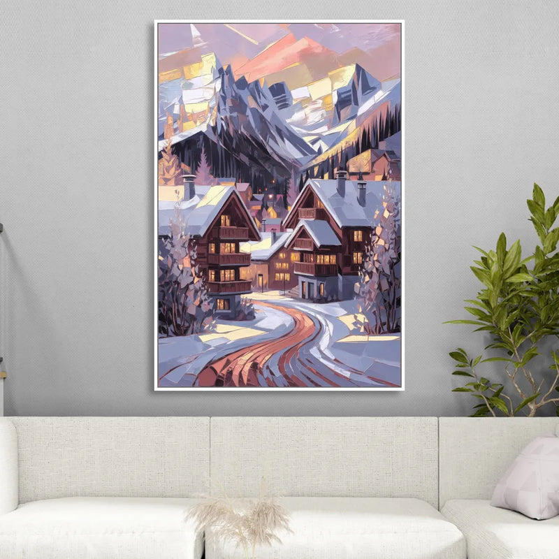 Vail Alpine Village Living Room - White Canvas Wall Art