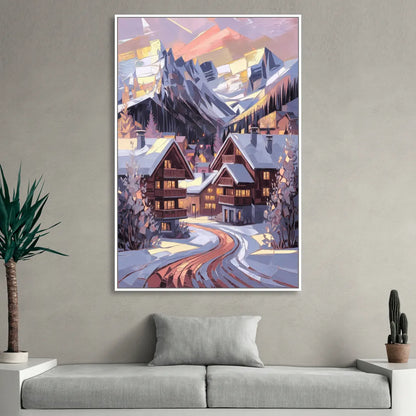 Vail Alpine Village Sitting Room - White Canvas Wall Art